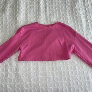 Pink Cropped Crewneck Sweatshirt